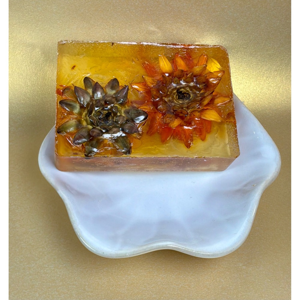 Unscented Handmade Glycerin Soap with Naturally Colored Chrysanthemums
